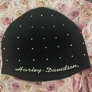 Harley-Davidson Black Knit Hat with White Embellishments